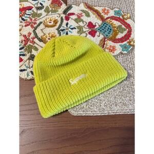 Supreme Loose Gauge Script Logo Knit Beanie Lime Green White Hat Skull Cap FW24